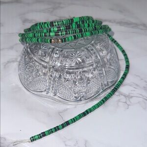 Green and Black African Heishi waist beads